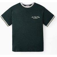 The Very Collection Boys Contrast Short Sleeve Slogan Detail T-Shirt - Green
