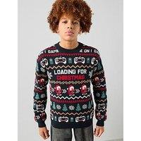 The Very Collection Boys Christmas Gaming Knitted Jumper - Multi