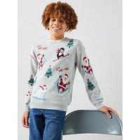 The Very Collection Boys Christmas Character Ski Knitted Jumper - Multi