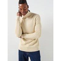 Selected Homme Dane Long Sleeve Roll Neck Knitted Jumper - Beige