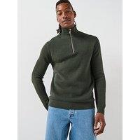 Selected Homme Dane Long Sleeve Half Zip Knitted Jumper - Dark Green