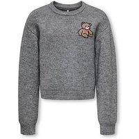 Only Kids Girls Teddy Knitted Jumper - Grey