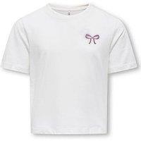 Only Kids Girls Bow Print Short Sleeve T-Shirt - White