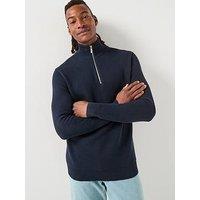 Selected Homme Dane Half Zip Knitted Jumper - Navy