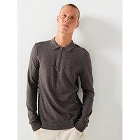 Selected Homme Berg Long Sleeve Half Zip Knitted Polo Shirt - Brown