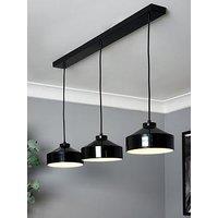 Very Home Gloss Black Metal Industrial 3 Light Diner Pendant