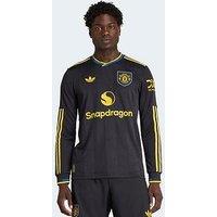 Adidas Manchester United Mens Authentic Long Sleeve 25/26 Third Replica Shirt - Black