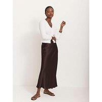 Mint Velvet Satin Slip Midi Skirt - Brown