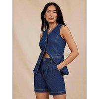 Mint Velvet Indigo Pleat Short - Blue
