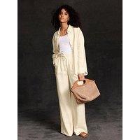 Mint Velvet Yellow Linen Wide Leg Trousers