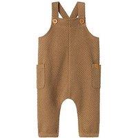 Lil Atelier Baby Boys Textured Dungaree - Brown