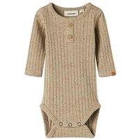 Lil Atelier Baby Boys Marl Long Sleeve Bodysuit - Brown