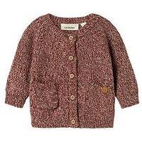 Lil Atelier Baby Unisex Speckled Knitted Cardigan - Dark Red