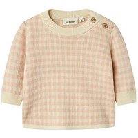 Lil Atelier Baby Girls Gingham Knitted Jumper - Light Pink