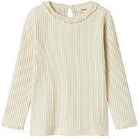 Lil Atelier Mini Girls Frill Long Sleeve Tshirt - Cream