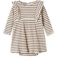 Lil Atelier Baby Girls Striped Frill Body Dress - Dark Red
