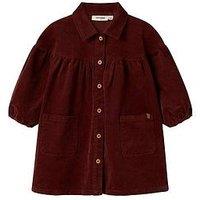 Lil Atelier Mini Girls Cord Long Sleeve Shirt Dress - Dark Red
