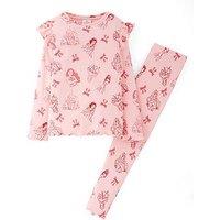 Disney Princess All Over Print Ribbed Pyjamas - Pink