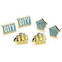Manchester City Football Club Set Of Three Stud Earrings