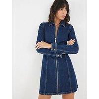 River Island Zip Front Mini Dress - Blue
