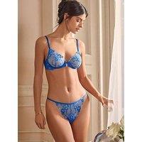 Lipsy Blue Emb Non Padded Plunge - Blue