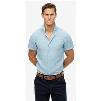 Superdry Embroidered Vacation Linen Short Sleeve Shirt - Light Blue