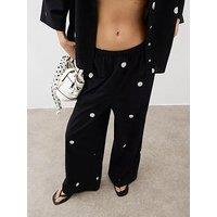 River Island Printed Trousers - Black
