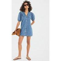 River Island Piper Collared Shirt Dress - Blue