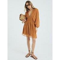 River Island Long Sleeve V-Neck Mini Dress - Yellow
