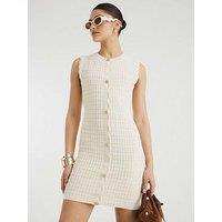 River Island Stitch Knit Mini Dress - Cream
