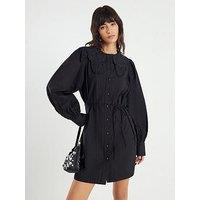 River Island Collar Mini Shirt Dress - Black