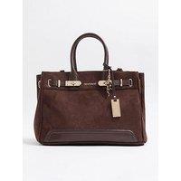 River Island Soft Lock Front Tote Bag - Brown