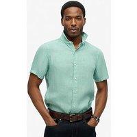Superdry Embroidered Vacation Linen Short Sleeve Shirt - Green