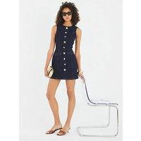 River Island Button Mini Dress - Blue