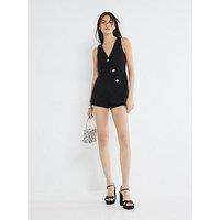 River Island Asymmetric Waistcoat Hybrid Playsuit - Black
