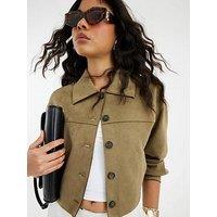 River Island Suedette Overshirt - Green