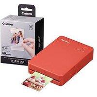 Canon Selphy Qx20 Instant Photo Printer Including 60 Shot Print Media - Terracotta Red