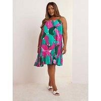Yours Curve Crinkle Throw On Dress - Green