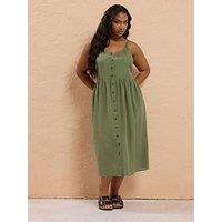 Yours Curve Linen Sundress - Green