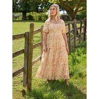 Yours Curve Three Tier Occasion Dress - Yellow