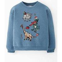 The Very Collection Boys Festive Dinosaur Christmas Sweatshirt - Multi
