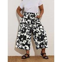 Yours Curve Pull On Woven Crop Trouser - Black