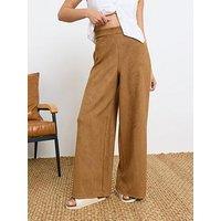 Pixiegirl Petite Suedette Wide Leg Trouser - Brown