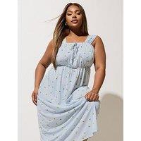 Yours Curve Maxi Lemon Stripe Dress - Blue