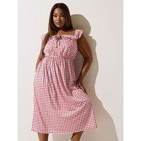Yours Curve Midaxi Gingham Dress - Red