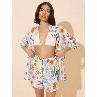 Pixiegirl Petite Postcard Print Short - Blue