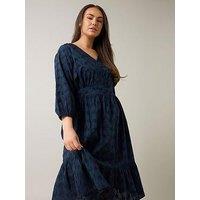 Evans Embroidered Midi Dress - Blue