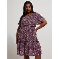 Yours Curve Gypsy Smock Dress - Pink
