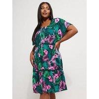 Yours Curve Gypsy Smock Dress - Green
