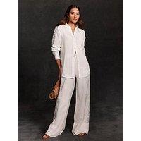 Mint Velvet White Linen Wide Leg Trousers